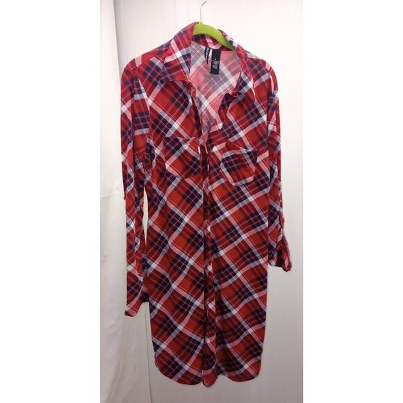 Kristin Nicole plaid, lightweight, button down nightgown. Size large - Picture 2 of 4